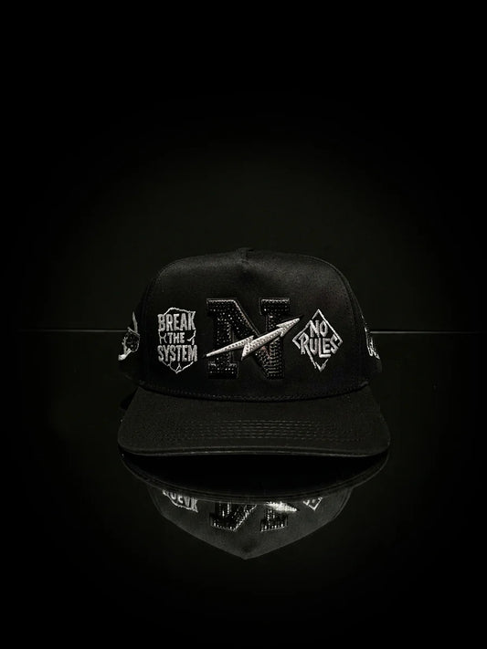 Norules Cap Black & Black (Silver Metallic)