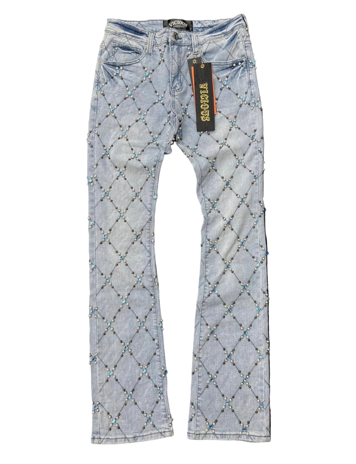 Vicious Denim - Blue & Pearl Embellishment