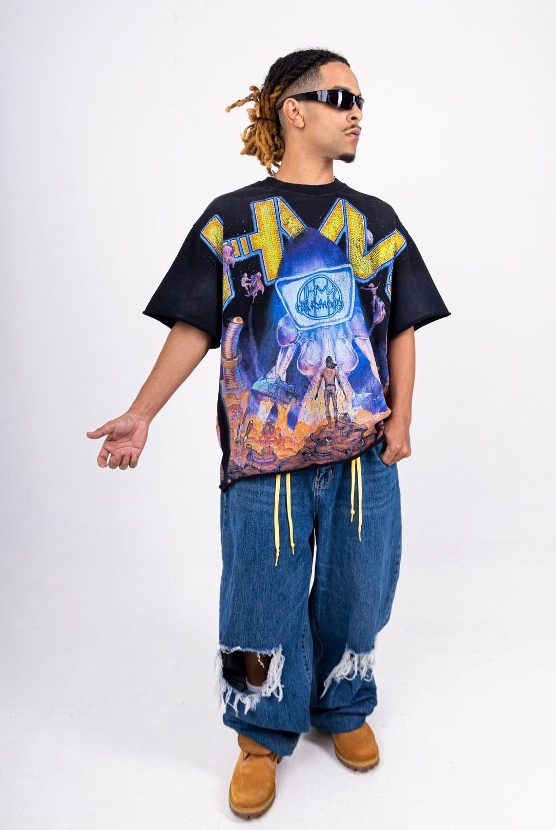 "CYBER DYSTOPIA" VINTAGE BLACK TEE
