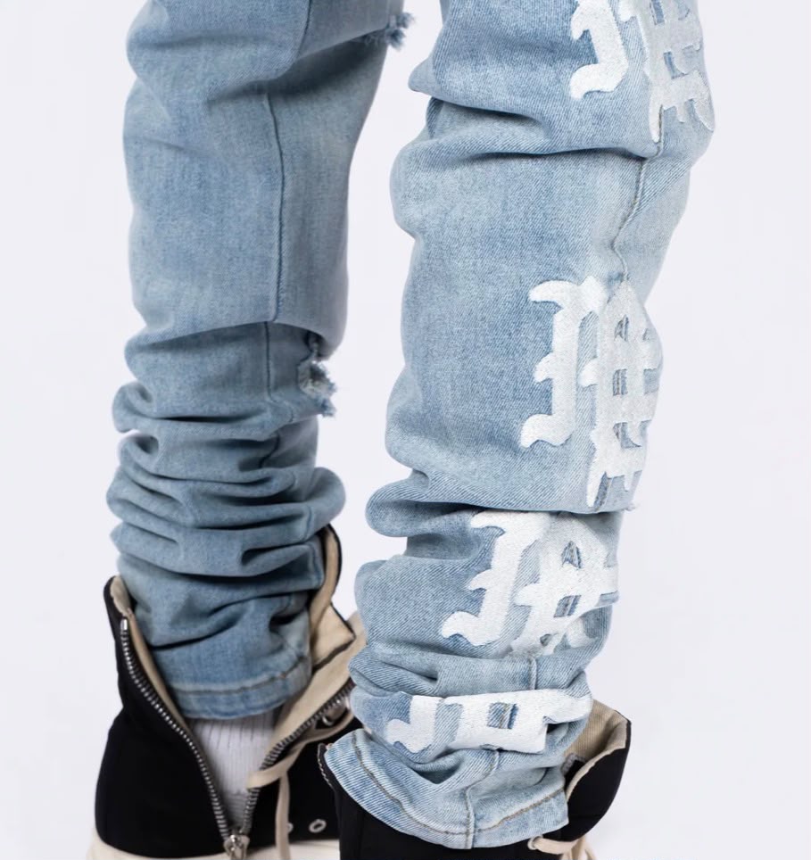 mixed emotion pants blue
