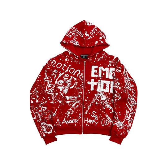 Mixed Emotion - Red Graffiti Hoodie