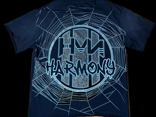 Harmony - Spider Web Black Tee with Rhinestones