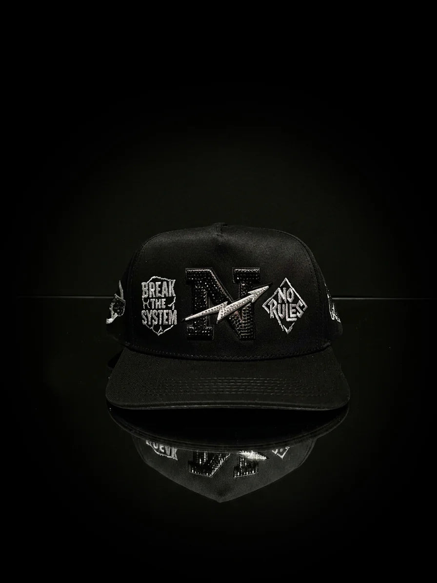 Norules Cap Black & Black (Silver Metallic)
