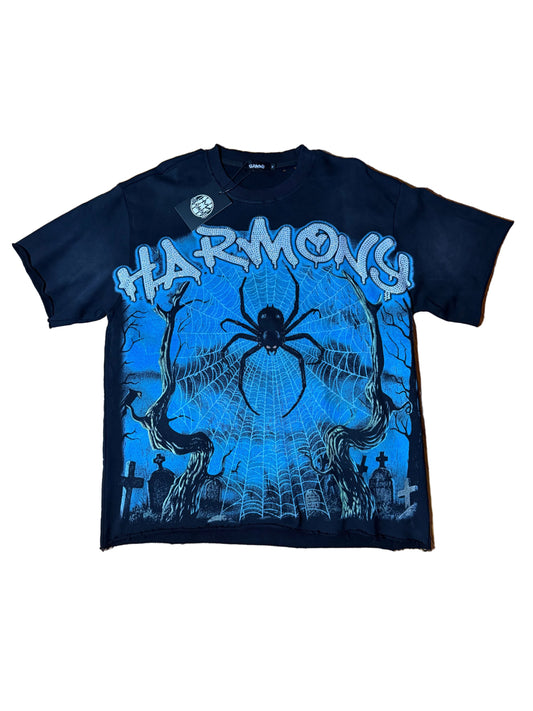 Harmony - Spider Web Black Tee with Rhinestones