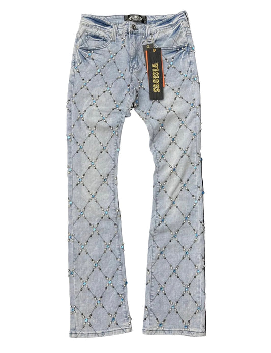 Vicious Denim - Blue & Pearl Embellishment