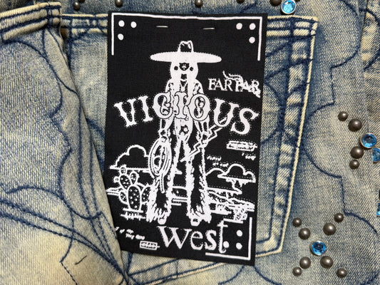 Vicious Denim - Oil Blue with Black & Blue Embellishment