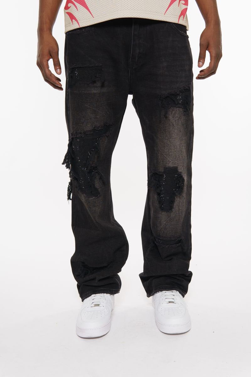 Vicious Denim - Black Studded Stone Western Fit