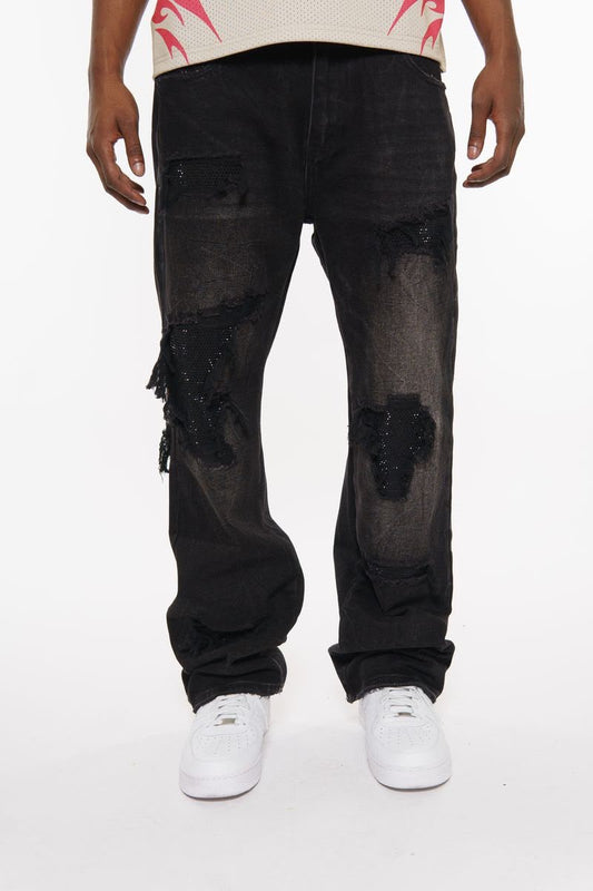 Vicious Denim - Black Studded Stone Western Fit