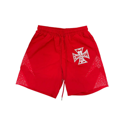 Mixed Emotion - Red Nylon Shorts