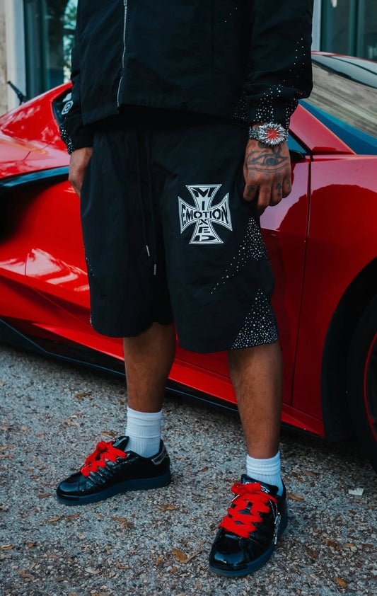 Mixed Emotion - Black Nylon Shorts