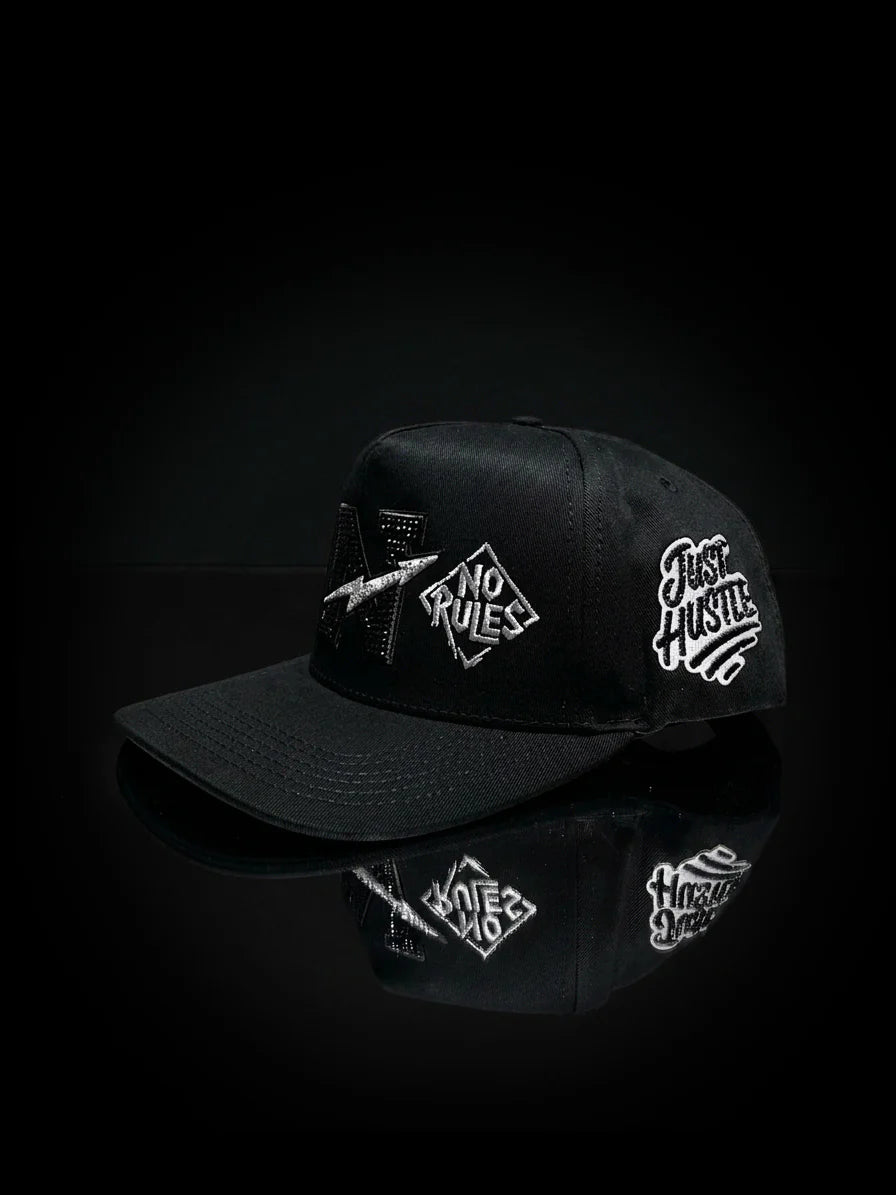 Norules Cap Black & Black (Silver Metallic)