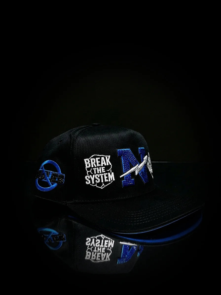 Norules Cap Black & Black (Blue "N" Accent)