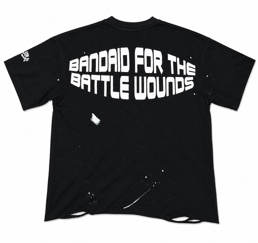 Rough play t shirt white and black paint
