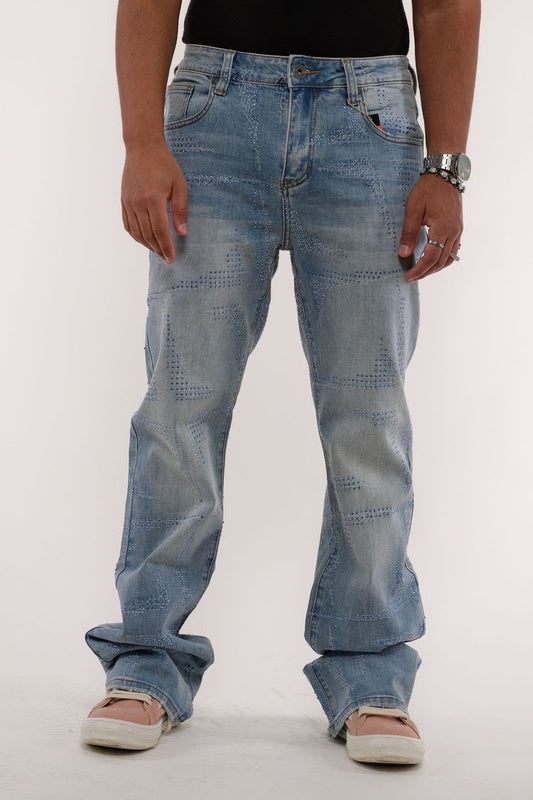 Vicious Denim - Relaxed Flare Blue Embellished