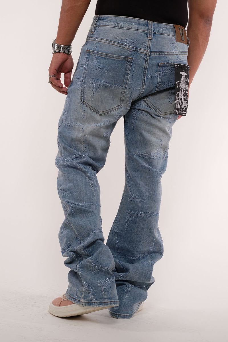 Vicious Denim - Relaxed Flare Blue Embellished