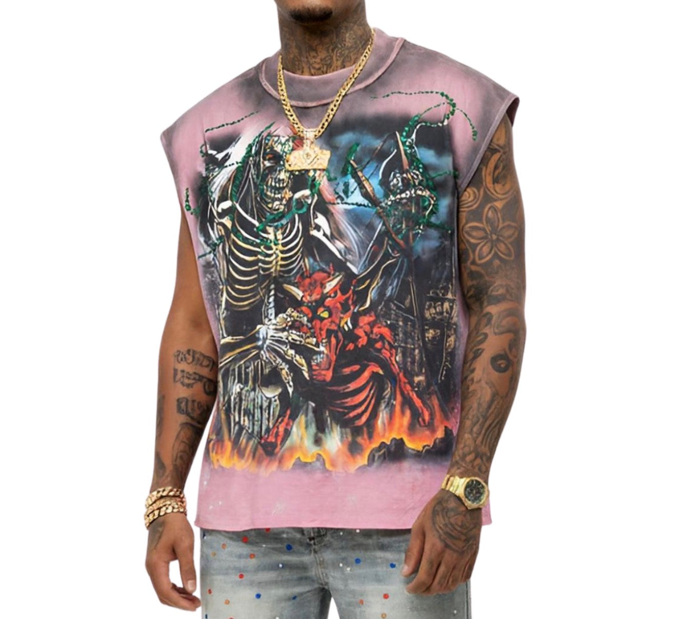 Rare peace - SLEEVELESS TEE W/ RHINESTONE DETAIL