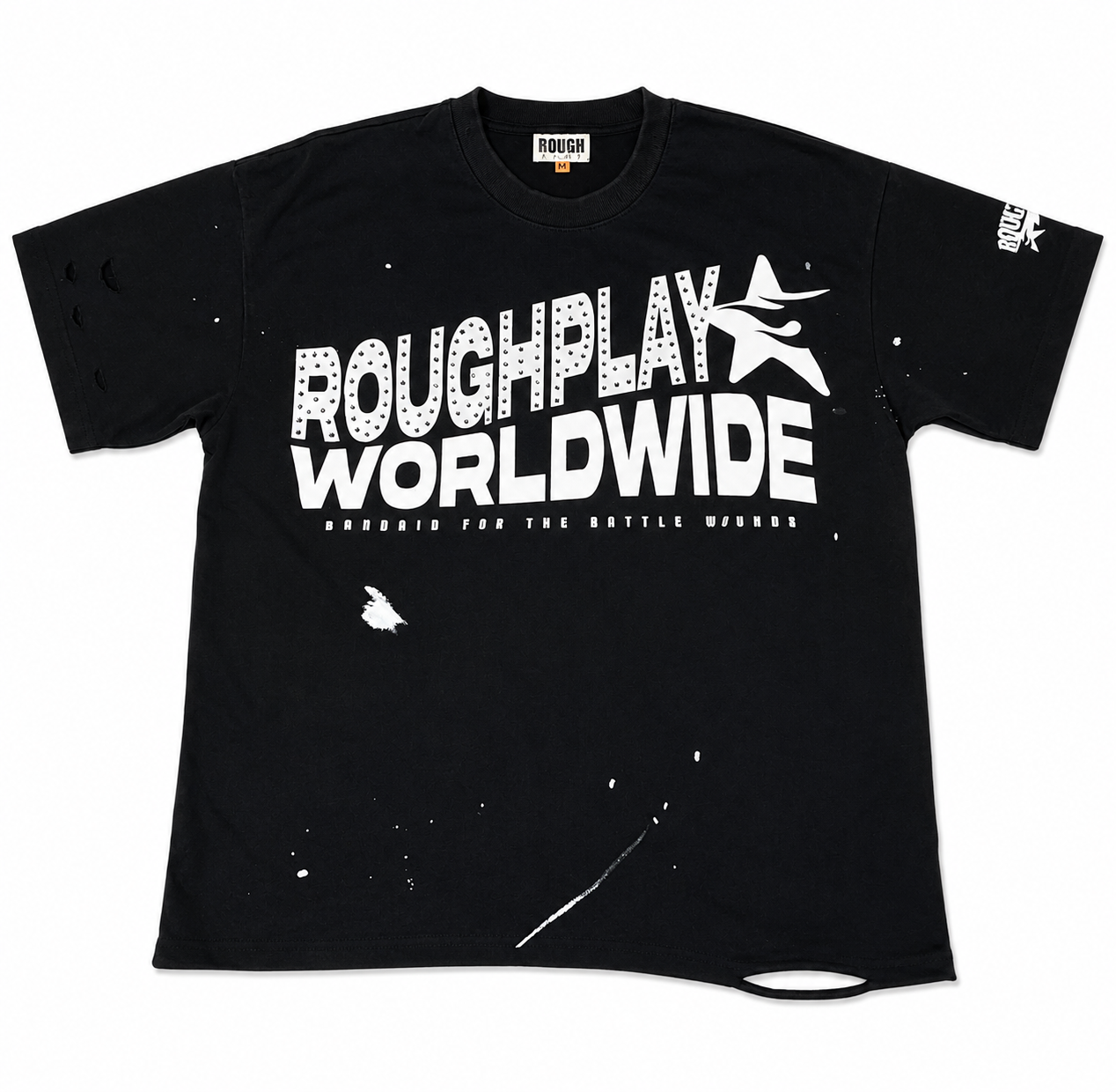 Rough play t shirt white and black paint
