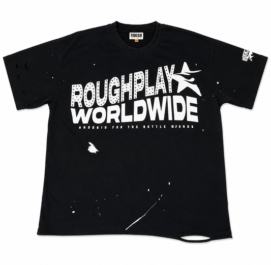 Rough play t shirt white and black paint