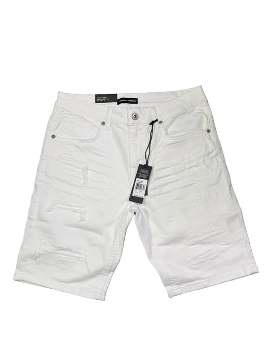 Thread Theory - White Slim Denim Shorts