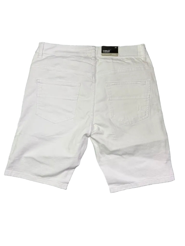 Thread Theory - White Slim Denim Shorts