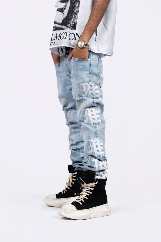 mixed emotion pants blue